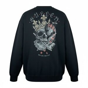 Sullen Art Collective Men's Sweatshirt 4XL Black Skull Gambling Graphic Crewneck